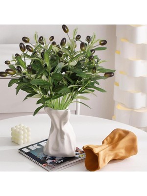 Özgürce 40CM Yapay Zeytin Dalı, 5 Dallı, 10 Meyveli Demet Çiçek