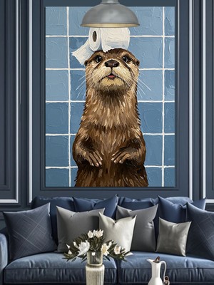 Özgürce Sevimli Alpaka Llama Kanvas ve Mdf Ahşap Dekoratif Tablo