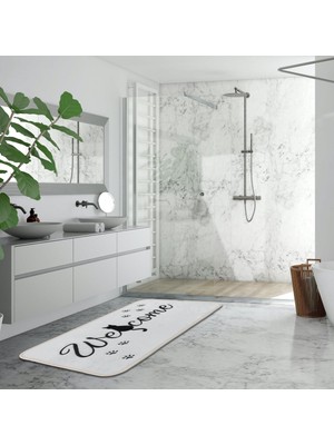 PremiumPort Sevimli Kedili Banyo Paspas Takımı 2'li, 60X100 Cm, Şık ve Konforlu Kullanım
