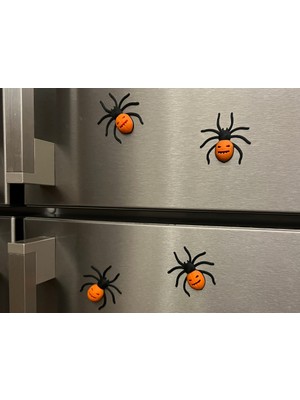 Generic Nokta Labs 5’li Set: Bal Kabağı Gövdeli Halloween Örümcek Magnet - Korkunç Eğlenceli Dekor