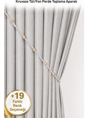 Özgürce Fon Perde Bağlama Aparatı, Halatlı Boncuklu, Kruvaze Toplayıcı, Dekoratif Ip