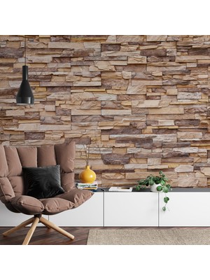 Duvarline Kendinden Yapışkanlı Duvar Kağıdı Doğal Taş Desenli ( 65 cm x 3 Mt)