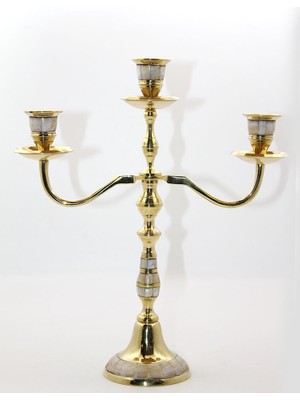 Pirinç Sedefli 3'lü Şamdan Model 2