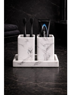 Özgürce 3'lü Beton Diş Fırçalık ve Makyaj Fırçası Organizer Seti