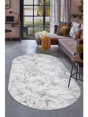 PremiumPort Karobi Oval Gri Silinebilir Halı Yolluk 80X250, Şık ve Kullanışlı