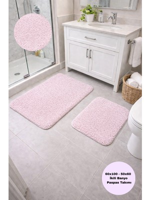 PremiumPort Yumuşak Dokulu Pamuklu Kaymaz Taban Modern Makinede Yıkanabilir Banyo Paspası