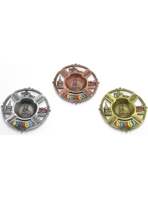 Istanbul Temalı Yöresel Metal Küllük Yuvarlak