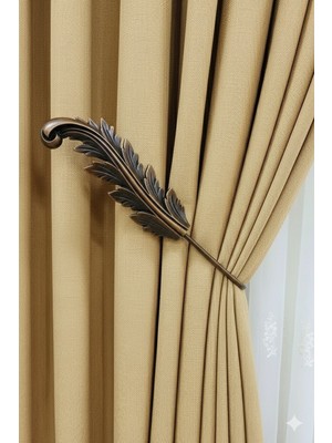 Özgürce Fon Perde Toplayıcı Set, 2'li, Sağ ve Sol, Eskitme Bronz Renk