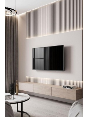 Özgürce 3D Effect Lambri Panel Ahşap Desenli Beyaz Duvar Kağıdı 5,30 M²