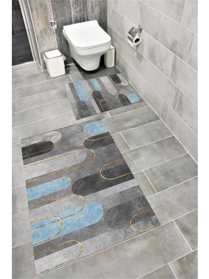 Özgürce Yumuşak Kaymaz Tabanlı Sünger Dolgulu Dekoratif Banyo Paspası