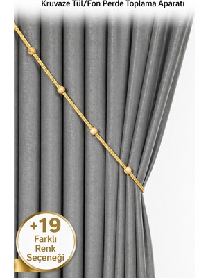 Özgürce Fon Perde Bağlama Aparatı, Boncuklu ve Kruvaze Tasarım, 300CM Ip