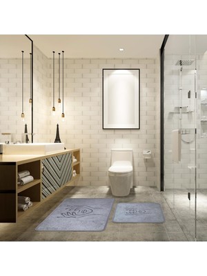 PremiumPort Yüzeyli Banyo Paspas Takımı 2'li Set, 60X100 Cm, Şık ve Kullanışlı