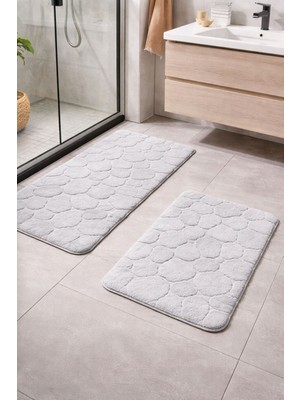 PremiumPort Çeyiz Banyo Paspası Ikili Set, Şık ve Yumuşak Tasarım