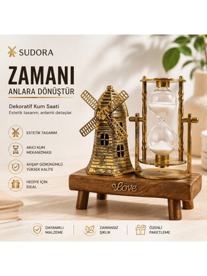 Özgürce Vintage Tarzda Masa Üstü Dekoratif Kum Saati ve Değirmen Tasarımı