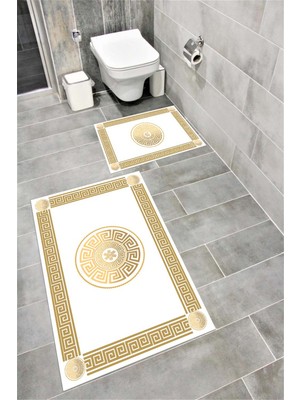 Özgürce Yumuşak Kaymaz Tabanlı Sünger Dolgulu Dekoratif Banyo Paspası