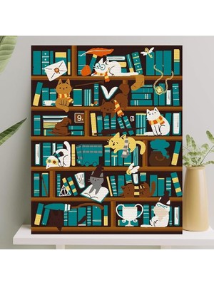 Harry Cat Hobi Sanat Sayılarla Boyama Tuval Seti Fırça Boya Dahil 40x50 cm Çıtalı Renkli Tasarım