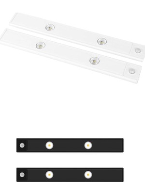 Sensörlü Slim LED Kabin Armatürü Dekoratif Dim Edilebilir USB Şarjlı Aydınlatma (Siyah, 20 Cm)