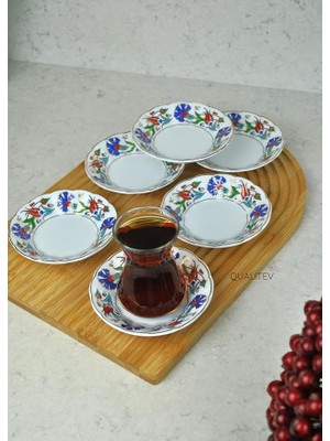 Porselen Çay Tabağı Lale Motifli Osmanlı Deseni