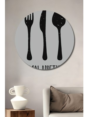 Özgürce Yuvarlak Ahşap Dekoratif Tablo, Şık Mutfak Süslemesi