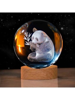 baytoptan Sevimli Panda Renk Değiştiren Işıklı Cam Küre 8cm