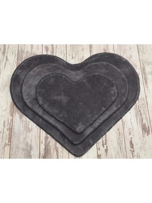 PremiumPort Yumuşak Peluş Banyo Halısı Seti, Antrasit, Kaymaz, Konfor ve Şıklık