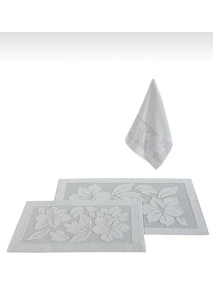 PremiumPort Şık 3'lü Paspas Takımı 50X90, 50X70, 60X95 Gri Set