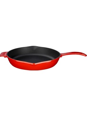 Metal Döküm Kızartma Tavası, 28 Cm, Kırmızı/siyah