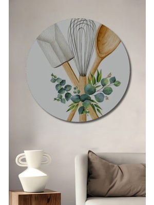 Özgürce Sulu Boya Tarzında Ahşap Yuvarlak Dekoratif Duvar Tablosu