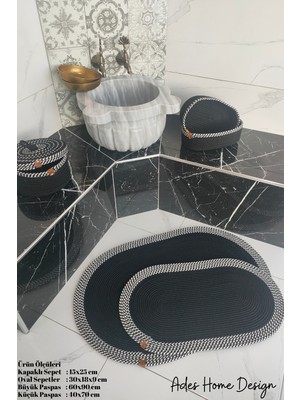 PremiumPort Doğal Jüt Banyo Takımı ve Paspas Seti, Makyaj ve Deterjan Sepeti