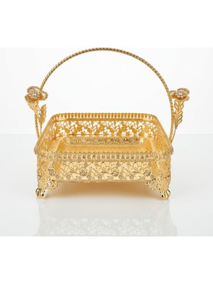 Ceyyiz Gold Sepet Kristal Taşlı Çikolatalık Meyvelik LKM-253