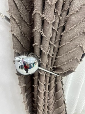 Özgürce Gri Perde Tutucu Askısı Aksesuarı, Kolay Duvar Montajlı, Topuzlu, 1 Adet