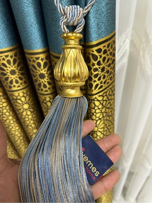 Özgürce Mavi-Bej Karma Saçaklı Tavan Toplama Dekoratif Aksesuar