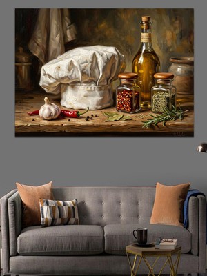 Özgürce Mutfak Dekoratif Kanvas Tablo, Aşçı Şapkası Temalı, Şık ve Modern Tasarım