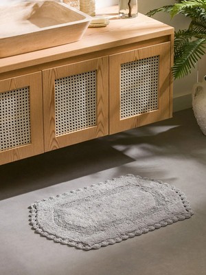 PremiumPort Gri Tomurcuk Desenli Banyo Paspası 50X80 Cm, Yumuşak ve Şık Tasarım