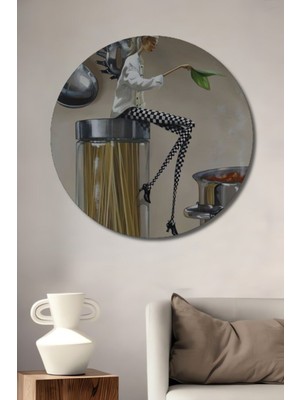 Özgürce Yuvarlak Mutfak Tablosu, Ahşap Dekoratif ve Lezzetli Şef Teması