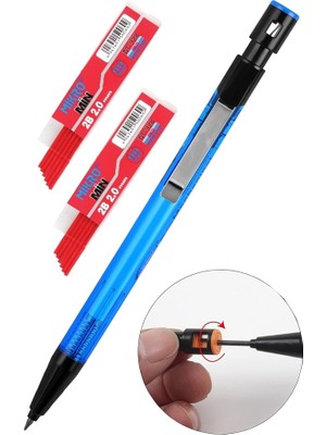 Artlantis Mavi Kalın Uçlu Kalem 2.0 mm 1 Adet ve 2.0 mm Kalın Uç Kırmızı 2 Adet Ruedo Kalın Uçlu Mekanik Kalem
