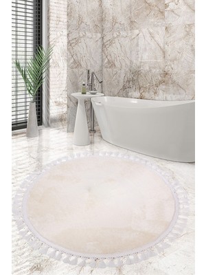 PremiumPort Yumuşak ve Şık Yuvarlak Banyo Paspası, Kaymaz, Makinede Yıkanabilir