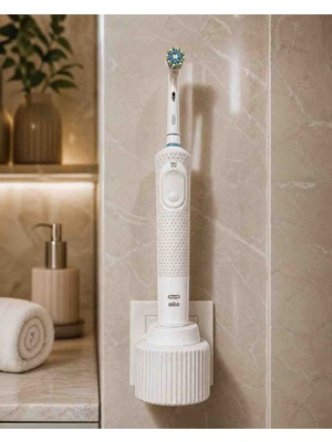 Hanart Elektonik Diş Fırçası Sarj Standı Tutucu  Mermer Desen (Adaptör Dahil Değildir)