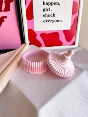 Özgürce Modern Pembe Çizgili Dekoratif Beton Kapaklı Kutu