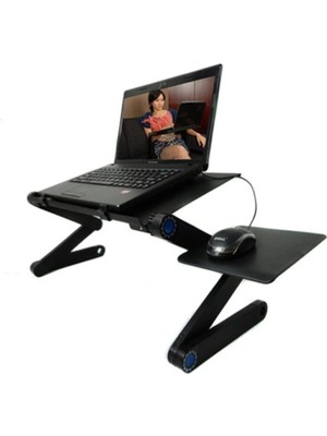 Handanca Mouse Padli Çift Fanlı Laptop Sehpası Masası Fonksiyonel Portatif Katlanabilir