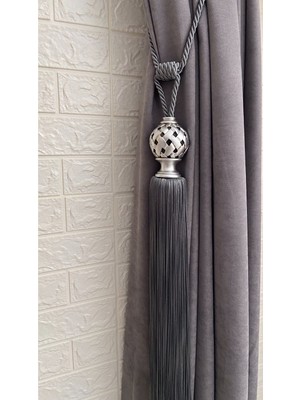 Özgürce Küre Model Püsküllü Polyester Perde Aksesuarı, Takmatik, 1 Adet