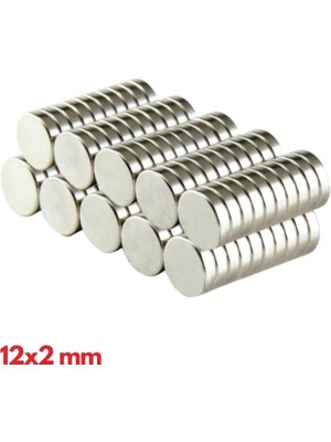 Urfakent N35 12X2 mm Neodyum Mıknatıs 50 Adet, Yuvarlak, Nikel Kaplamalı Kaliteli ve Dayanıklı Ürün