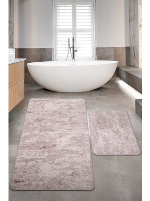 PremiumPort Yumuşak ve Kaymaz Ikili Banyo Paspas Takımı, Kolay Yıkanabilir ve Şık