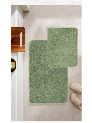 PremiumPort Kıvırcık Kaymaz Tabanlı 2'li Banyo Halısı Paspas Seti 50X60, 60X100