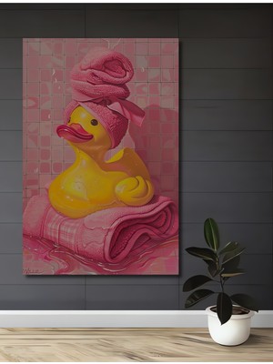 Özgürce Pembe Havluyla Banyo Dekoratif Ahşap Tablo, Ev, Antre, Salon, Ofis, Mutfak Için
