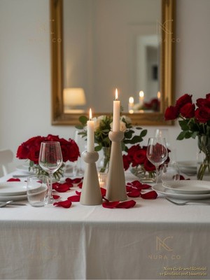 Özgürce Şık 2’li Mumluk ve Şamdan Biblo Seti, Dekoratif Ev Aksesuarı