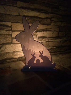 Özgürce Sevimli Tavşan Figürlü Dekoratif Mumluk, Gölgeli Tealight Aksesuarı