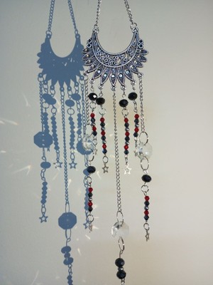 Özgürce Metal Aparatlı Hematit Boncuklu Pencere Dekoratif Suncatcher