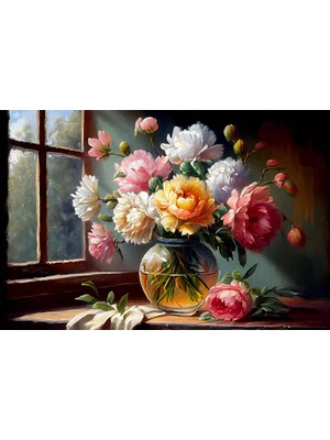 Aden Dijital Dekoratif Çiçek Kanvas Tablo