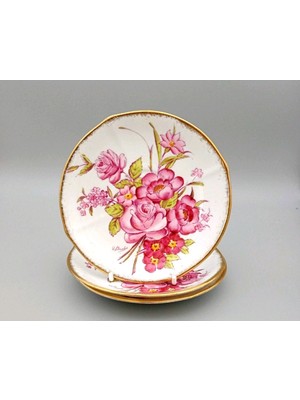 My Balli Store Roslyn China Sunning Dale 3'lü Porselen Antika Ingiliz Pasta Tabağı 15CM